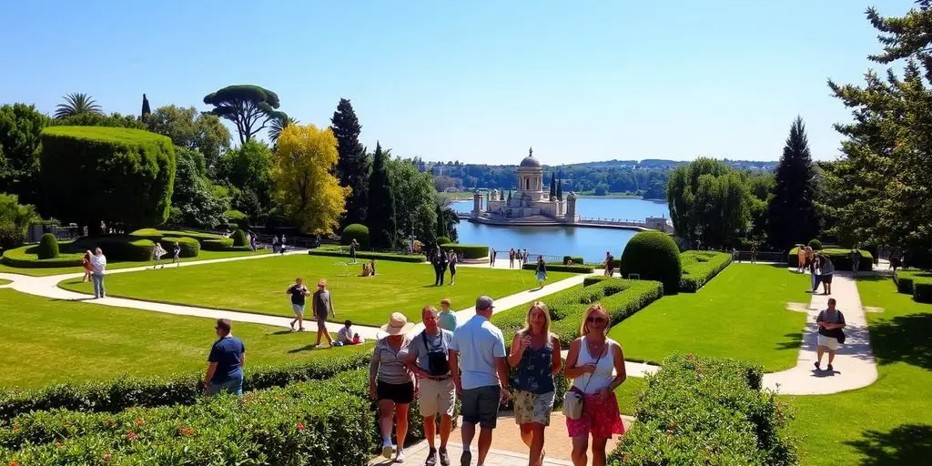 People enjoying Villa Borghese gardens in Rome