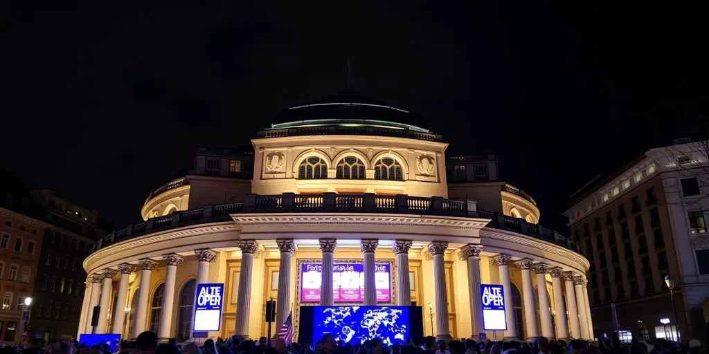 Alte Oper in Frankfurt illuminated at night