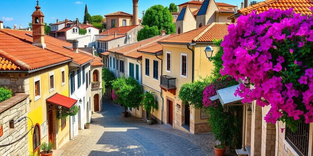 Antalya Old Town with cobblestone streets and historic houses