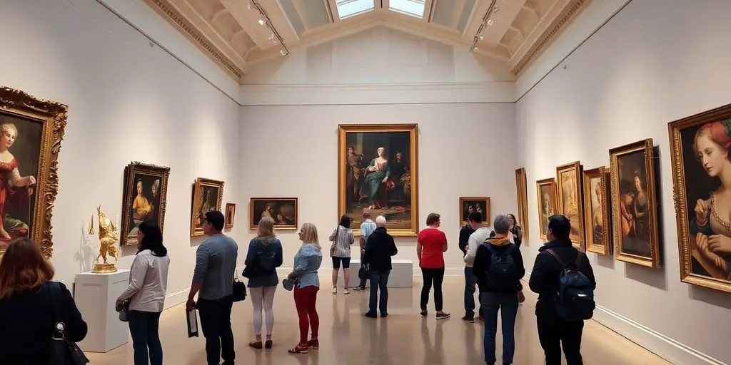 Visitors in a Barcelona art gallery