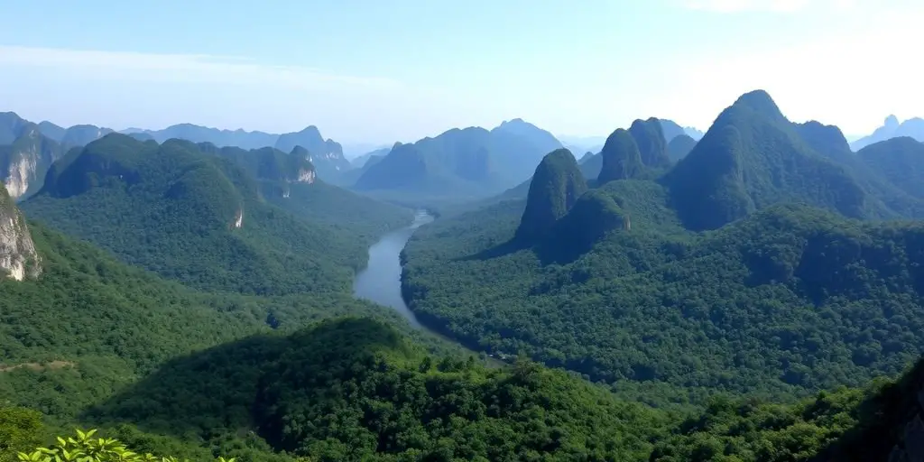 Mulu National Park with lush forests and limestone karsts