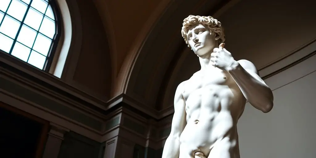 Michelangelo's David statue in the Accademia Gallery