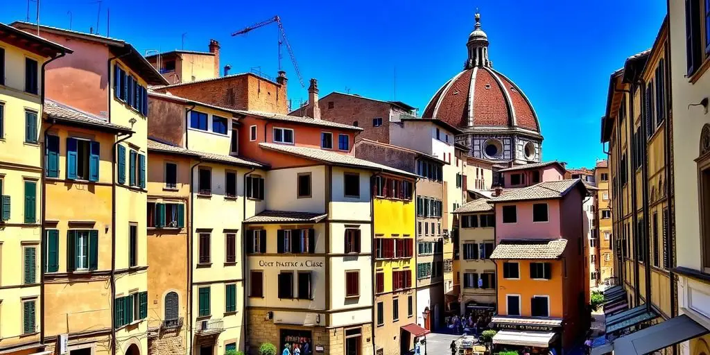 Charming streets and historic buildings in Oltrarno, Florence.